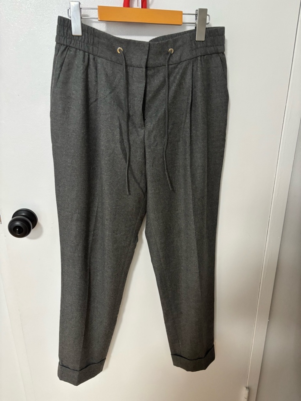 Massimo Dutti Dark Gray Tapered Drawstring Pants